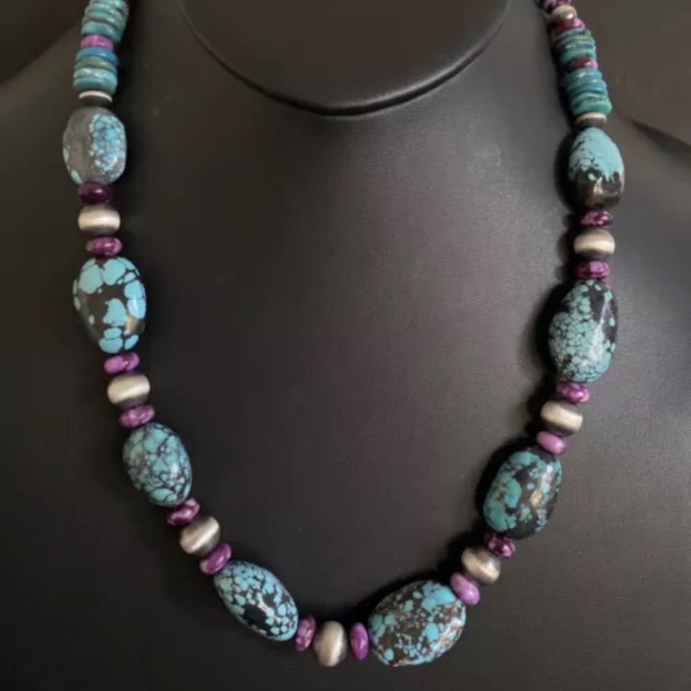 Sterling Silver Dyed Sugilite Turquoise W Pearls … - image 1